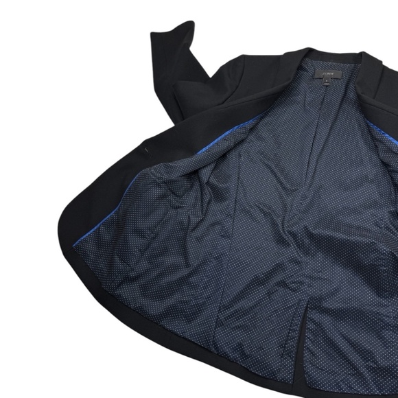 J.CREW Parke Blazer G7726 One Button Jacket Shawl Collar Dot Lined Black Size 4 - Picture 8 of 13